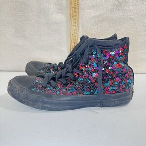 Converse Women's Black Hi-Top Sequins Chuck Taylor All Star Sneakers US Size 7.5